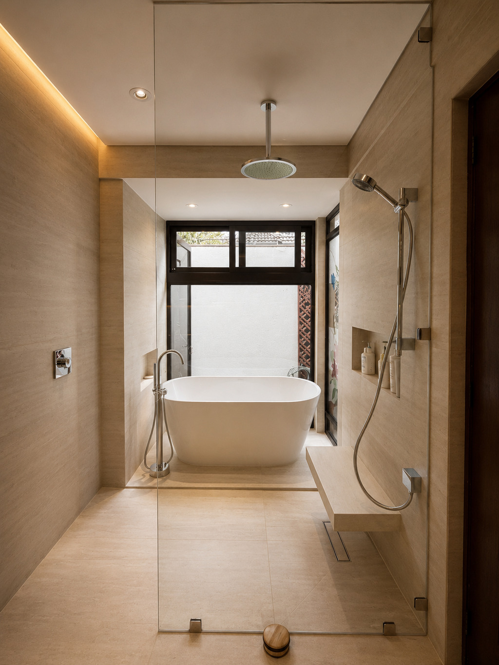 Casa San Lázaro — baño master con tina independiente y lluvia